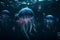 Neon Jellyfish: Mesmerizing Ultra HD Visuals in a Dark Abyss