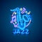 Neon label music jazz banner.