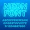 Neon lamp alphabet font. Neon color italic letters, numbers and symbols.