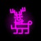 Neon lamp of Santa`s reindeer, deer Pink vector icon. Isolated on black background, celebrations button for design. Fluorescent