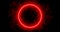 Neon laser vibrant circle with sparks, haze, and laser grid on starry space background. Red vivid round shape