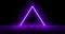 Neon laser vibrant triangle with sparks, haze, and laser grid on starry space background. Purple vivid triangular portal