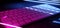 Neon Laser White Keyboard Gaming Closeup Beams Vibrant Purple Blue Retro Sci Fi Modern Futuristic Typing Cyber Virtual Reality