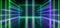 Neon Lasers Stage Sci Fi Futuristic Cyber Glowing Lights Blue Purple Green Rectangle Pantone Reflective Tunnel Hallway Dance