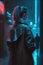 neon and leather: the iconic fashion staples of cyberpunk culture digital art poster AI generation