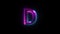 Neon letter D with alpha channel, neon alphabet for banner