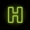 Neon letter H on black