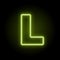 Neon letter L on black