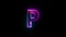 Neon letter P with alpha channel, neon alphabet for banner