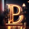 Neon letter P in the dark interior. 3D rendering. generative AI