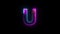 Neon letter U with alpha channel, neon alphabet for banner