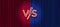 Neon letters versus logo on red and blue curtain background. VS logo for games, battle, performance, match, sports