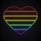 Neon LGBT rainbow heart sign. Bright gay pride symbol. Glowing LGBT community.