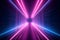 Neon light abstract background. Data transfer. Fast network. Tunnel or corridor pink blue neon glowing lights. Futuristic laser