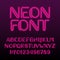 Neon light alphabet font. Neon color letters and numbers.