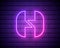 Neon light H letter line logo. Colored tube font for events posters, lacing emblem, nightlife banner and futuristic identity.