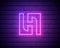 Neon light H letter line logo. Colored tube font for events posters, lacing emblem, nightlife banner and futuristic identity.