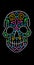 Neon light isolated mexican skull