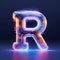 Neon Light Letter R: A Futuristic Print Design With Hologram Liquid Effect