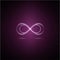 Neon light luxury infinity symbol, pink background, expansion