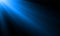 Neon light ray or sun beam vector background. Abstract blue neon light flash, spotlight backdrop with sunlight shine on black