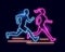 Neon Light Running People Sign