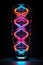 Neon light sculpture in the shape of a double helix DNA strand