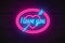 Neon light Valentine`s day I love you card