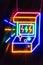 Neon lights of arcade machine