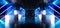 Neon Lights Graphic Glowing Blue Vibrant Virtual Sci Fi Futuristic Tunnel Studio Stage Construction Garage Podium Spaceship Night