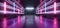 Neon Lights Sci Fi Purple Blue Line Shaped Glowing Vibrant Empty Space Grunge Concrete Tunnel Corridor Hallway Stage Spaceship