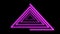 Neon lines triangles shape drawning on with full loop-ready rotation. Purple colored bright lines on black background.