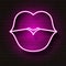 Neon lips sign. Design element for Happy Valentine`s Day. Ready for your design, greeting card, banner.