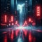 Neon Lit Futuristic Cityscape