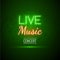 Neon Live Music Concert Acoustic Party Poster Background Template with text sign spotlight and stage.