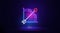 Neon love bow and arrow icon. Cupid's object. Happy Valentine's Day. An external banner with a glow effect