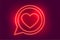 Neon love heart chat symbol background design