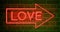 Neon love sign as illuminated advertising for nightclub or massage - 4k