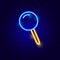 Neon Magnifier Icon. Vector Illustration of Loop Object