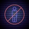 Neon man ban, interdict, forbiddance icon. Simple thin line, outline vector of ban, prohibition, forbid icons for UI and UX,