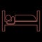 Neon man lies on bed sleeping concept Hotel sign red color vector illustration image flat style