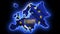 Neon map of Europe continent. Shinny abstract light of outline European with Europa Union flag
