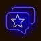Neon message icon with a star symbol on it