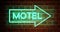 Neon motel sign means motor Lodge available for accommodation - 4k