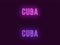 Neon name of Cuba Republic. Vector text of Cuba