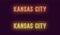 Neon name of Kansas City in USA. Vector text