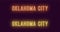 Neon name of Oklahoma City in USA. Vector text