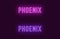 Neon name of Phoenix city in USA. Vector text