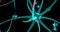 Neon neuron cells on the black background. 3D illustration