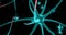 Neon neuron cells on the black background. 3D illustration